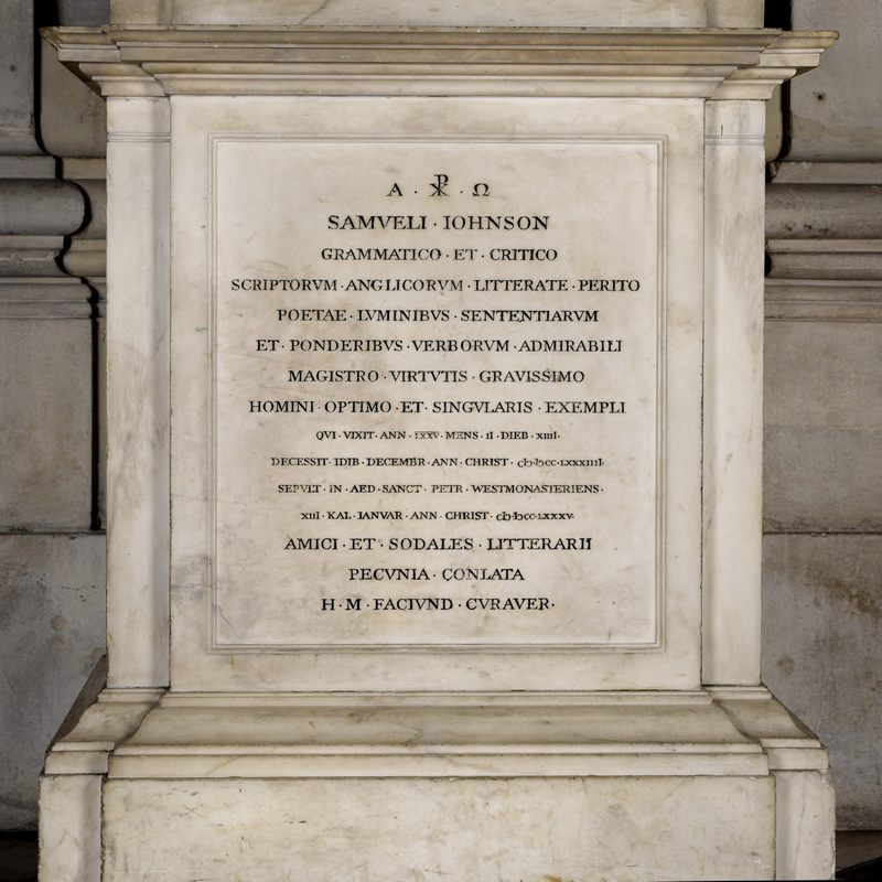 side of marble pedestal, with inscription